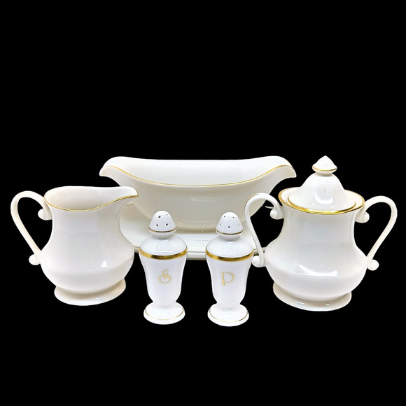 Pickard China 6-pc Accessory Hostess Set Gravy Salt Pepper Creamer Sugar Bowl B3 - Picture 1 of 7